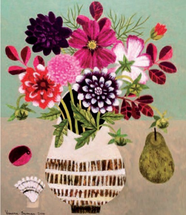 Dahlias and Pear
