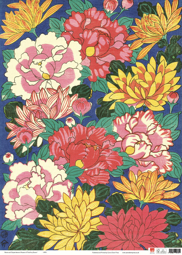 Peonies and Chrysanthemums Gift Wrap Sheet - Image 2