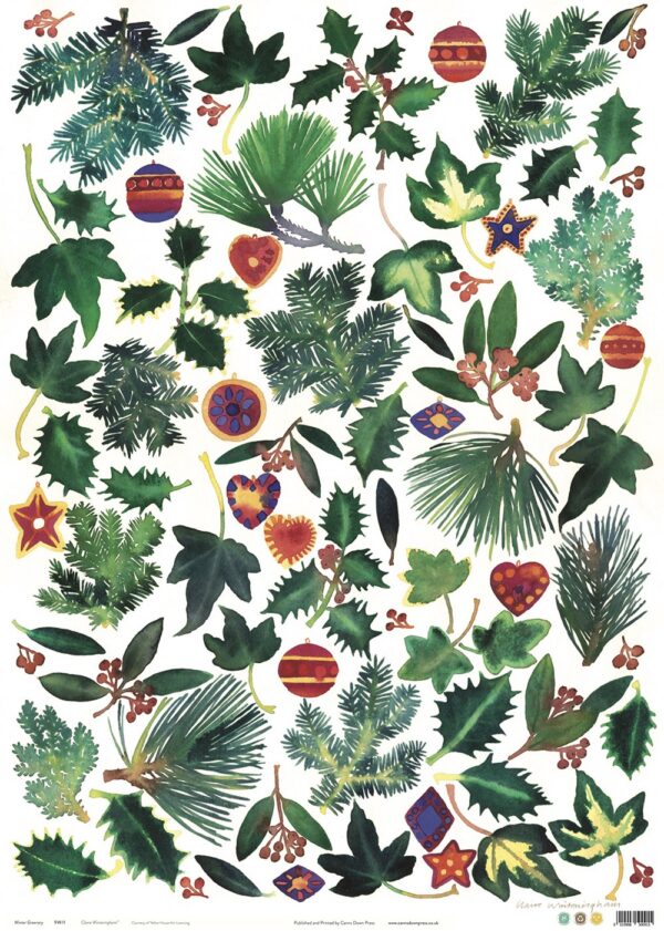 Winter Greenery Gift Wrap Sheet