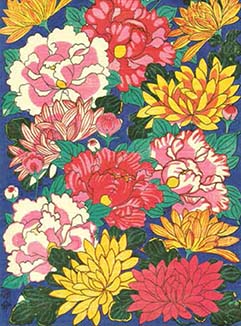 Peonies & Chrysanthemums Pocket Print Small Card