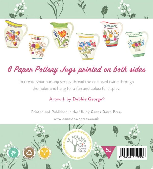 Pottery Bunting - 6 Decorative Floral Jugs - Image 10