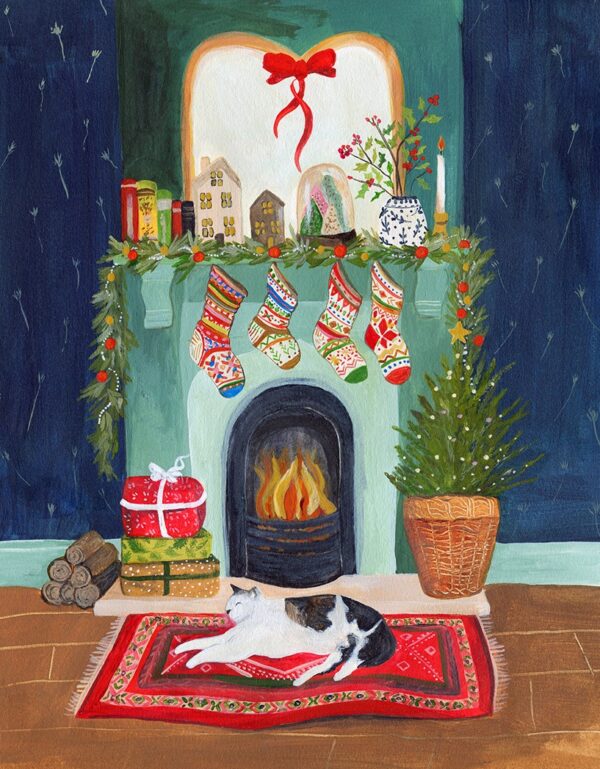 AGBI CHRISTMAS CARD PACK - Fireplace Cat - Image 2