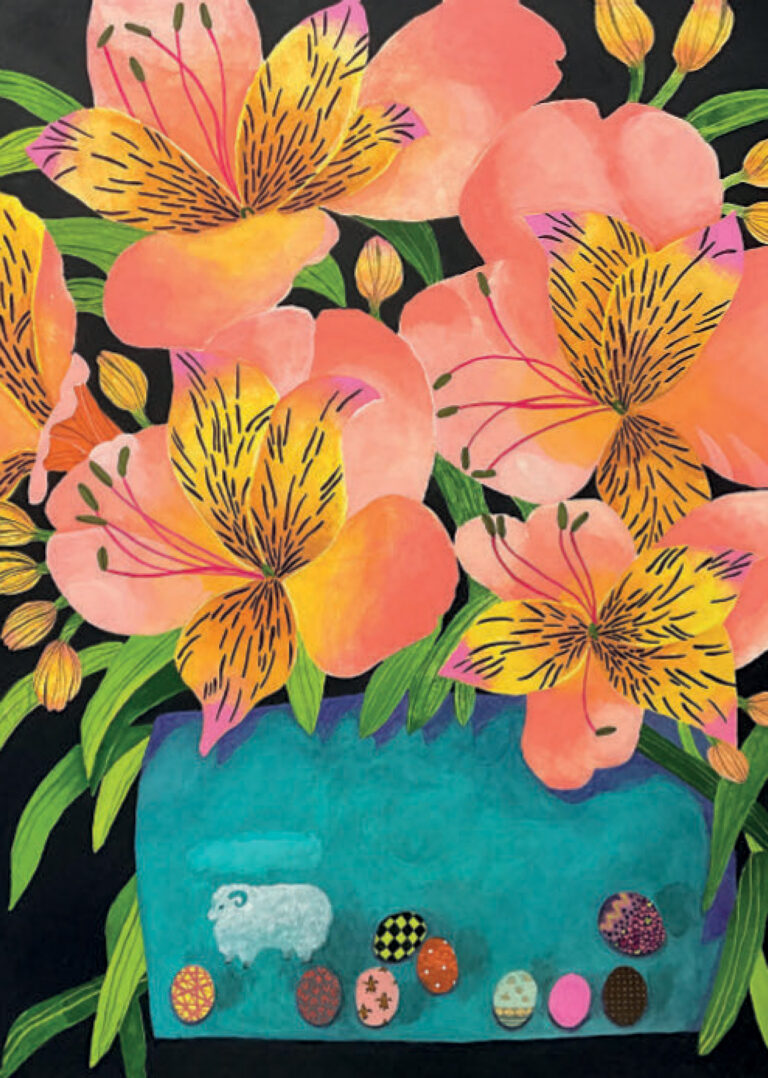 Chocolate Eggs Under Peruvian Lilies