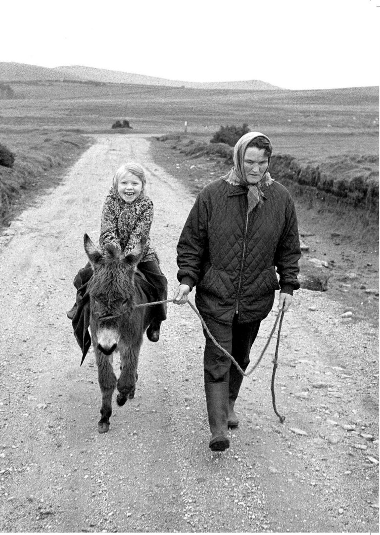 Beryl Hutchings coming home from school on Donny Donks, Dury Farm, Dartmoor
